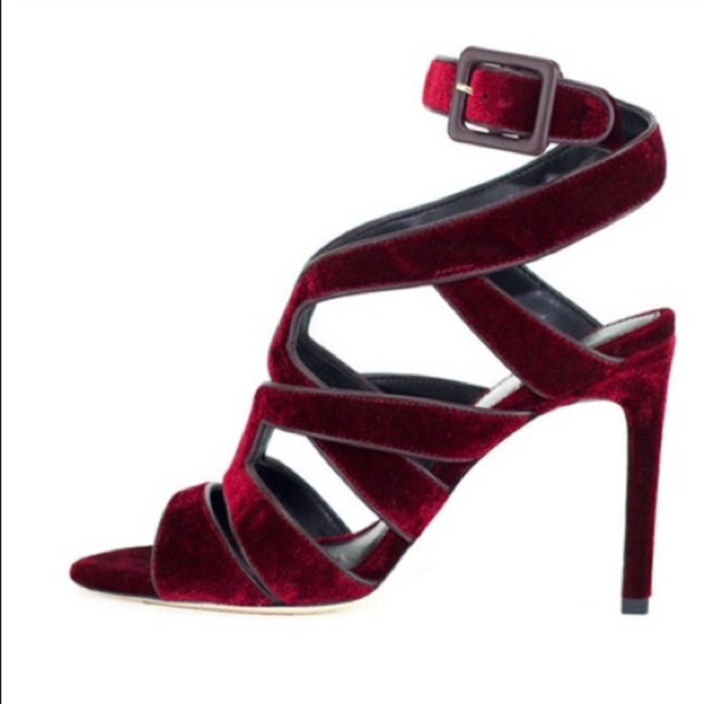 Antonio Melani Velvet Cage Ankle Tie Heels